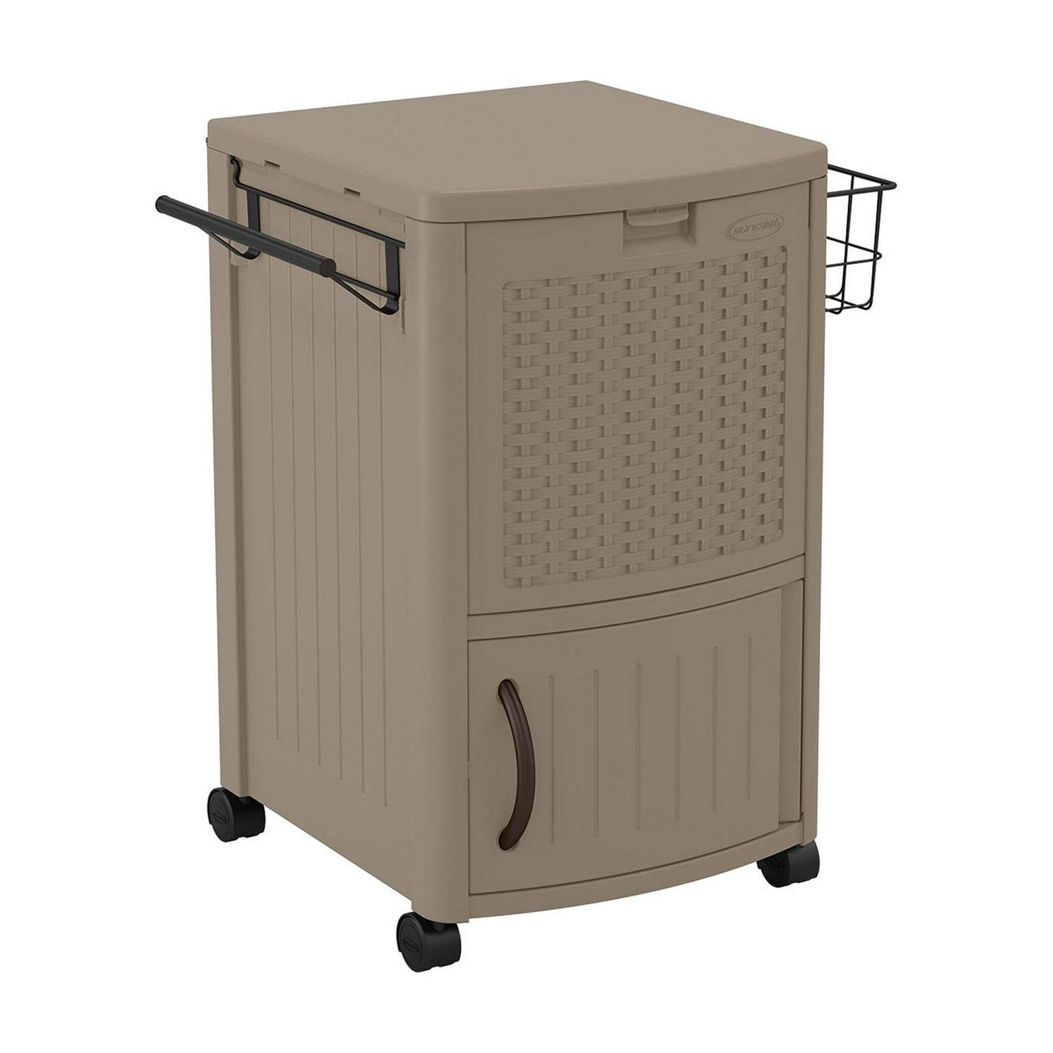Suncast 77 Qt. Patio Cooler Station, Wicker Design, Multicolor, Model DCCW3000DTD