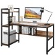 59-Inch Computer Desk Home Office Workstation with 4-Tier Storage Shelves