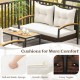 4 Pieces Patio Conversation Set with Acacia Wood Armrests and Tabletop and Cushions