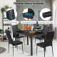 5 Pieces Kitchen Dining Set with Glass Metal Table and 4 Chairs Breakfast Furniture