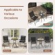 3 Pieces Outdoor Bar Stool Set with DPC Tabletop and Umbrella Hole for Poolside