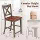 Bar Stools Set of 2 with Cross Back and Faux Leather Upholstered Seat
