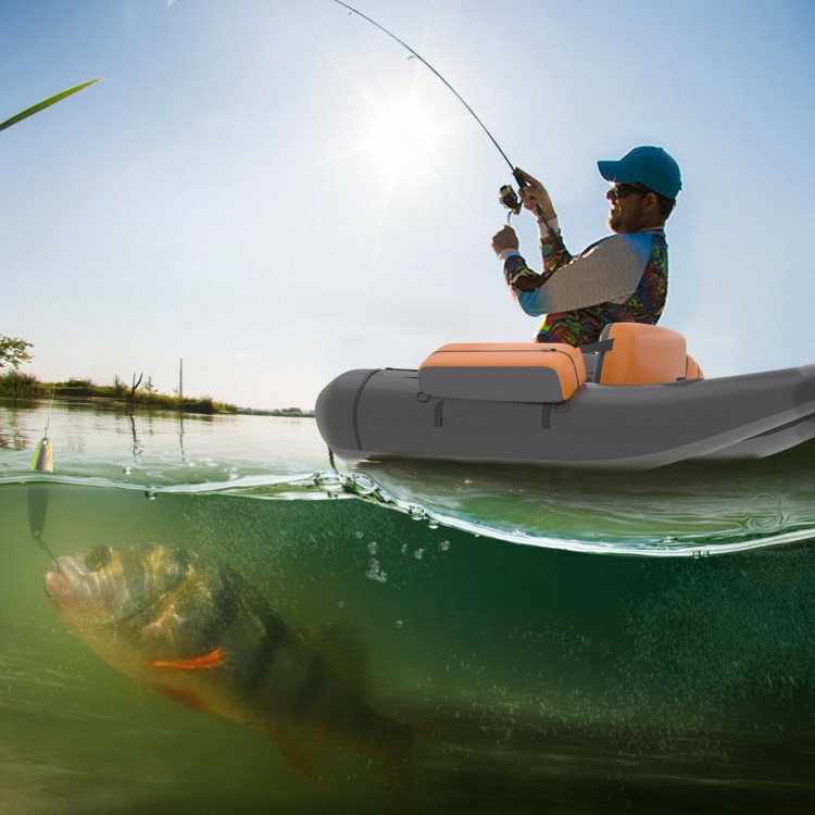 Inflatable Fishing Float Tube with Pump Storage Pockets and Fish Ruler