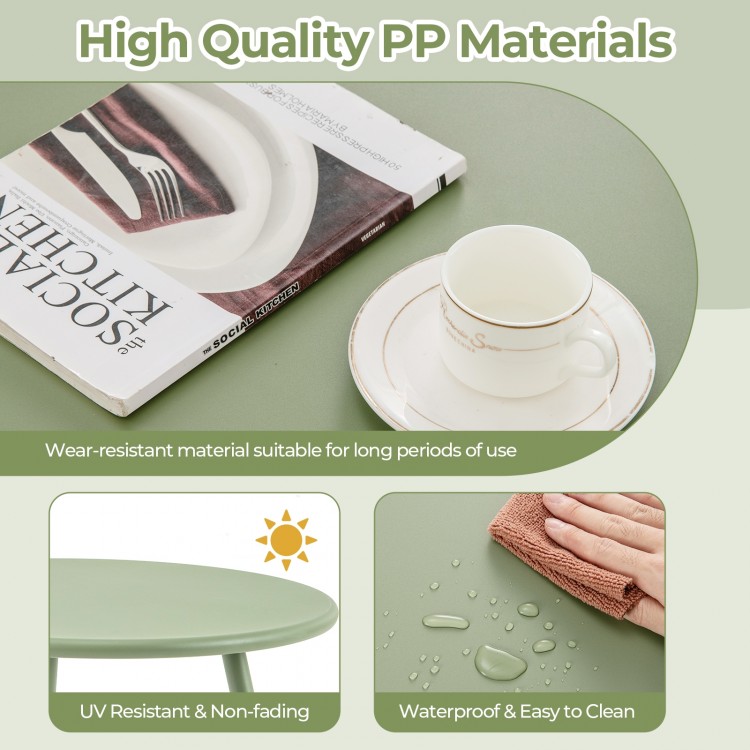 All Weather PP Patio Conversation Set with Round Coffee table and 2 Chairs