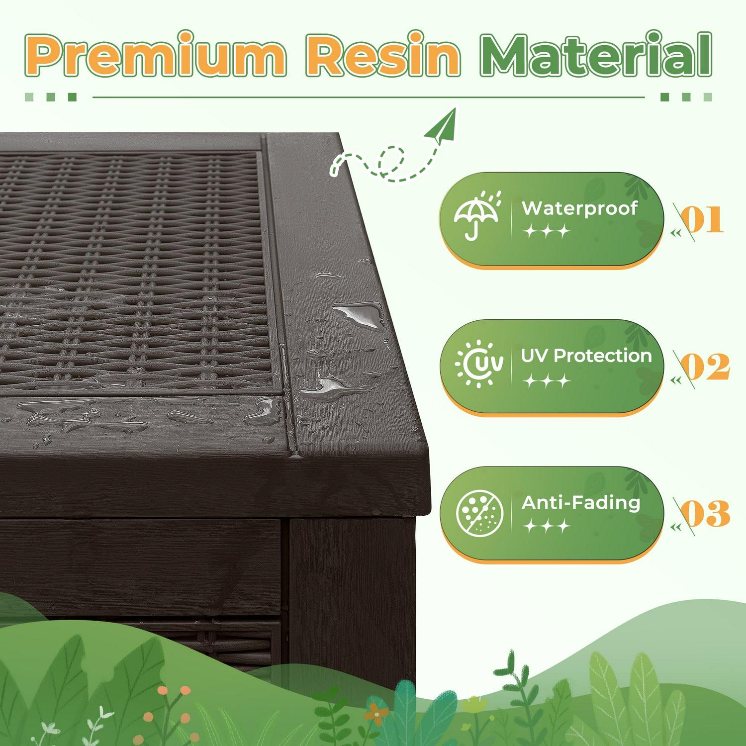 Vineego 105 Gallon Resin Deck Box, Brown – All-Weather Outdoor Storage Solution