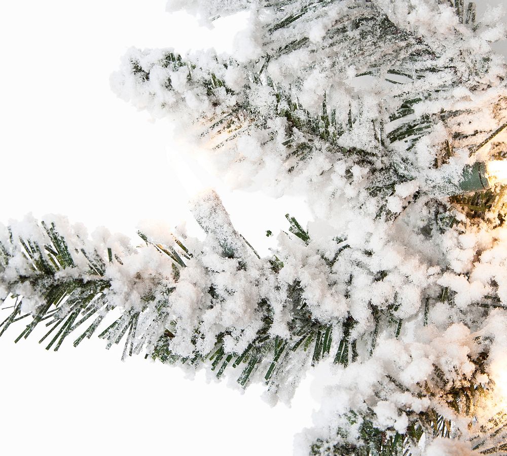 Flocked Pencil Pine Faux Christmas Tree – Pre-Lit, Realistic PVC Foliage, Indoor Use, Flame Resistant