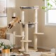 5-level Wooden Cat Tree with Padded Perch Non-woven Hammock