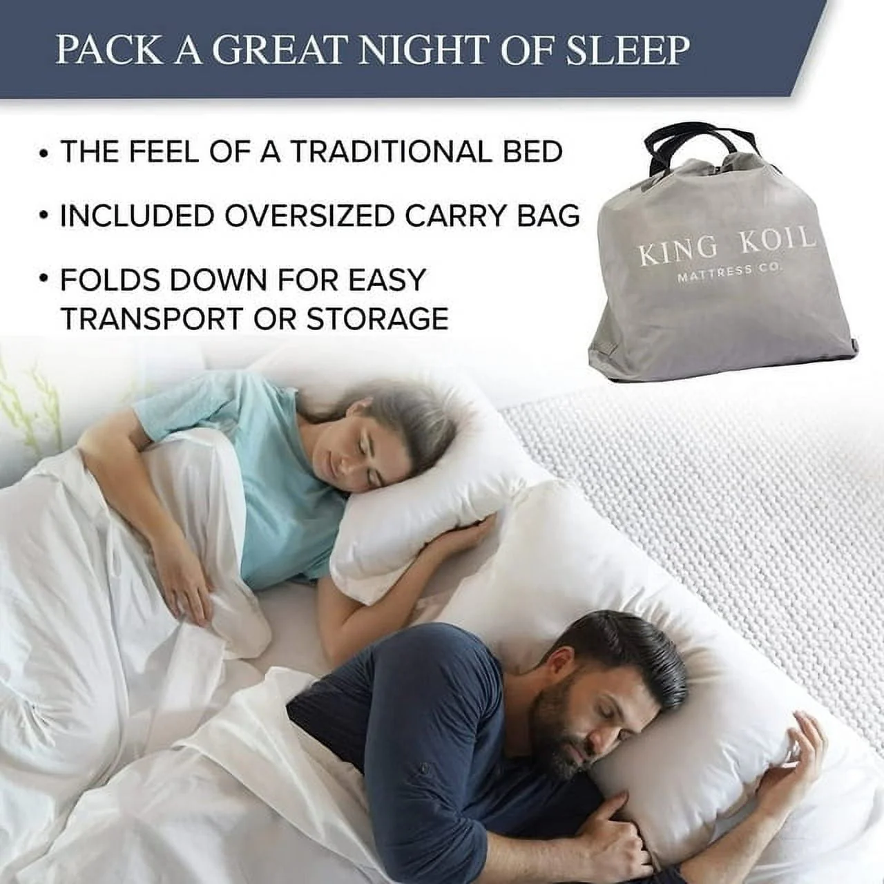 King Koil Luxury Plush Pillow Top Queen Size Air Mattress with Built-in High-Speed Pump for Home, Camping, Guests Inflatable Airbed Double High Blow Up Bed, Durable Waterproof, 1-Year Warranty