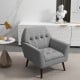 Modern Tufted Fabric Accent Chair with Rubber Wood Legs