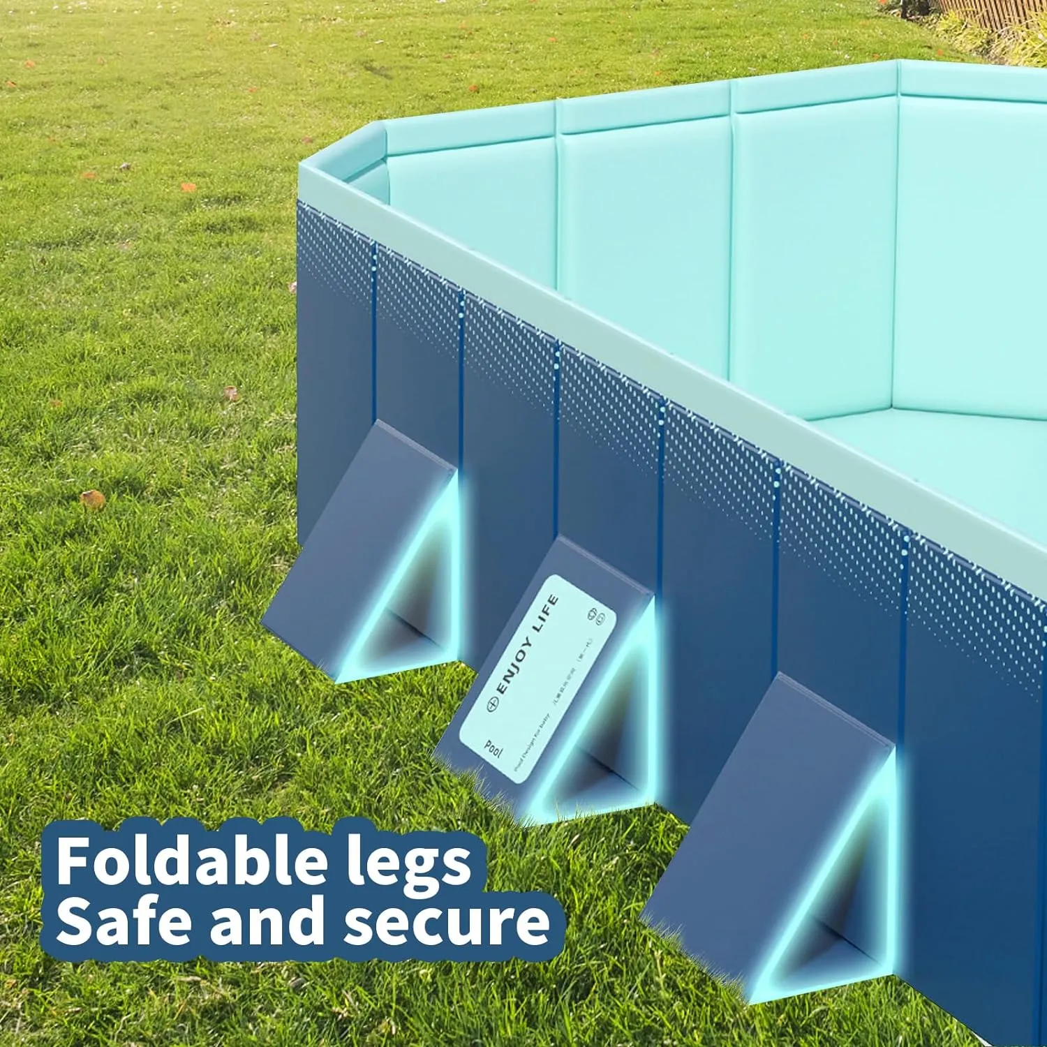 La ForFoir Foldable Swimming Pool, 1039 Gallons, 158′′x76′′x20′′, Rectangular, Blue, MDF & PVC, Outdoor Kids & Adults Pool