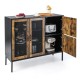 48 Inch Industrial Kitchen Buffet Sideboard with Metal Mesh Doors and Anti-toppling Device