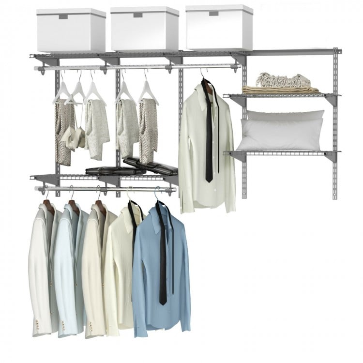3 to 6 Feet Wall-Mounted Closet System Organizer Kit with Hang Rod
