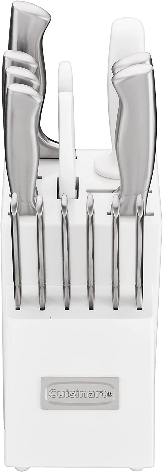 Cuisinart C77SS-15PK 15-Piece Stainless Steel Hollow Handle Block Set, Glossy White