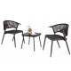 3 Pieces Patio Rattan Furniture Set with Tempered Glass Tabletop for Backyard Poolside