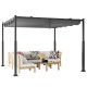 10 x 10 Feet Outdoor Pergola with Retractable Canopy and Metal Columns