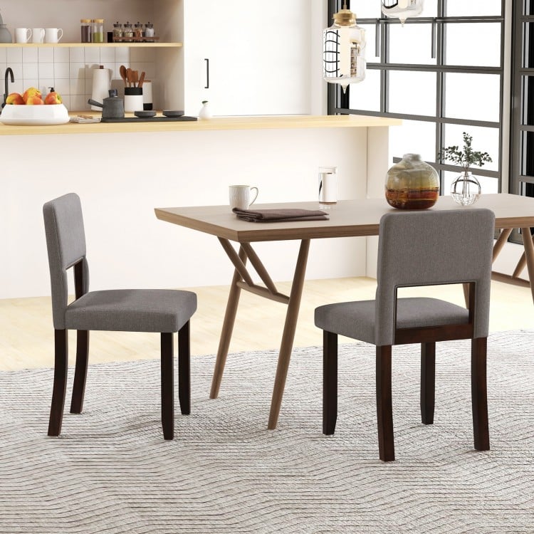 Set of 2 Wooden Dining Chair with Acacia Wood Frame Padded Seat and Back