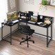 L-Shaped Computer Desk with File Rack and 2 Shelves