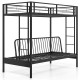 Twin Over Futon Bunk Bed with 2 Ladders and Safety Guardrails