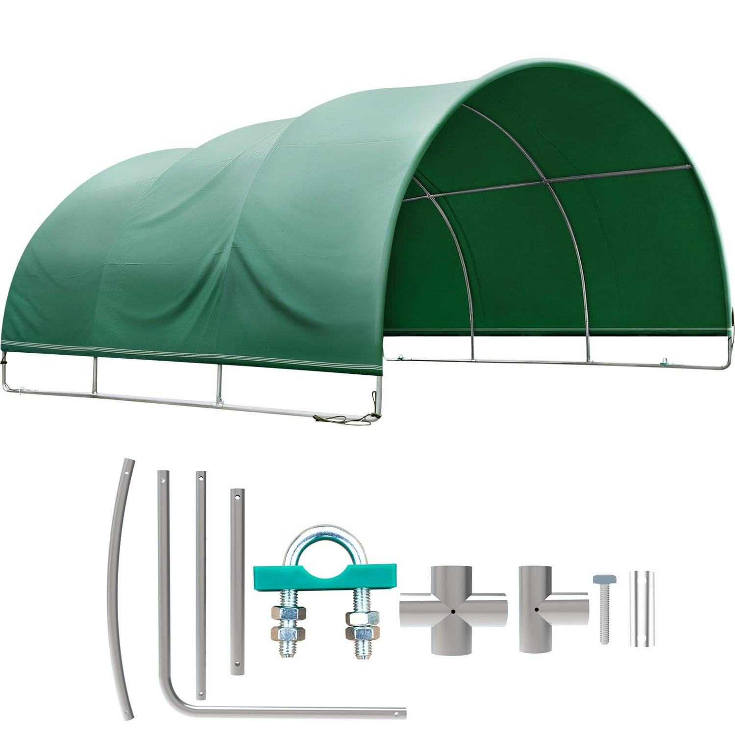 VEVOR 10×10 Livestock Shade Shelter, Green PVC Waterproof Corral Panels for Horses