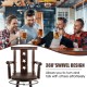 29 Inch Wooden Swivel Bar Stool with Footrest Backrest Armrest