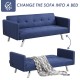 3 Seat Convertible Linen Fabric Futon Sofa with USB and Power Strip