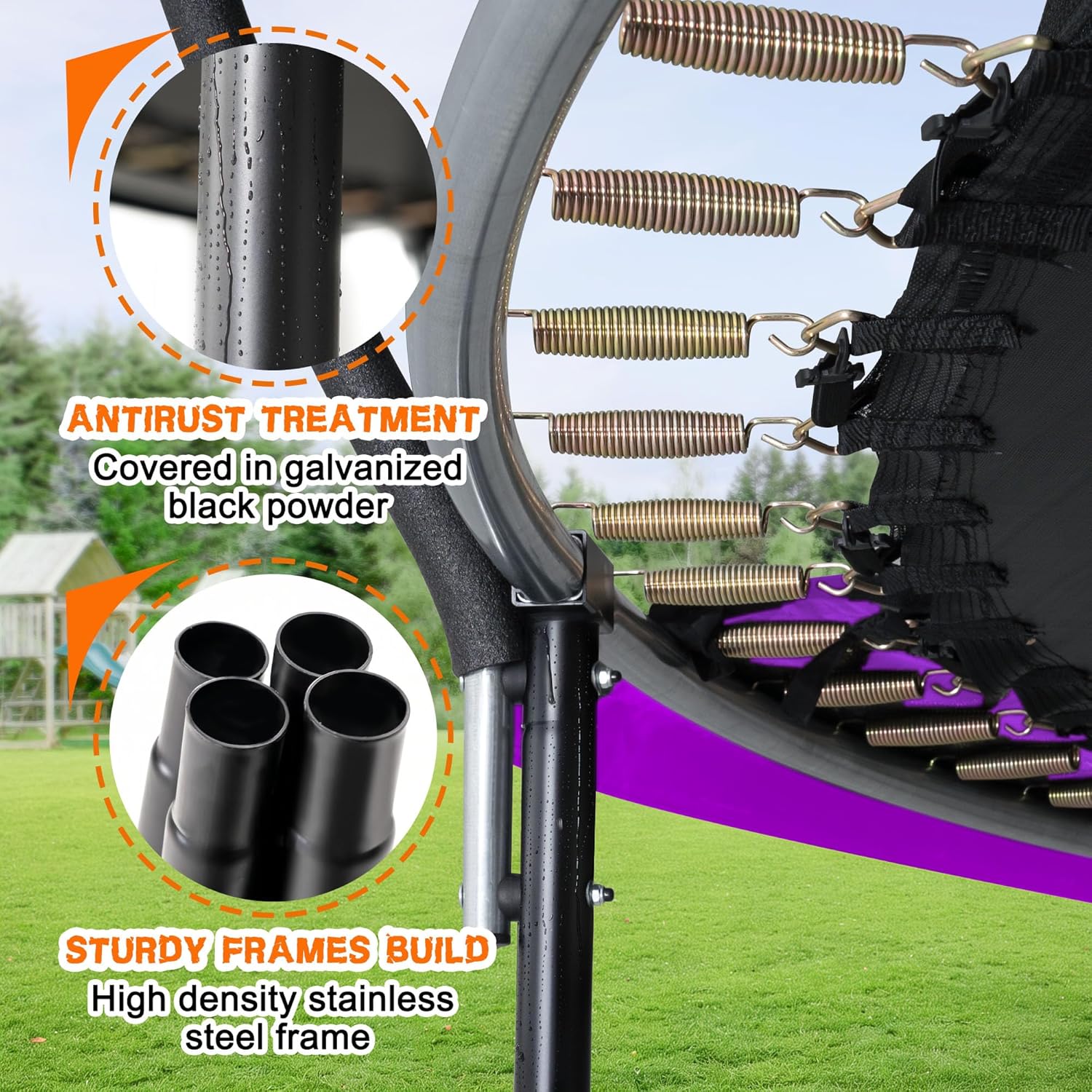 Trampoline 8FT 10FT 12FT 14FT 16FT, Recreational Trampolines with Enclosure Net and Ladder, Outdoor Anti-Rust Trampolines for Kids and Adults, ASTM Approved