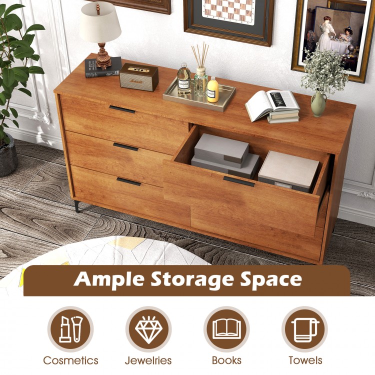 6-Drawer Dresser with Interlock System for Bedroom Living Room