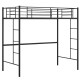 Twin Size Space-saving Metal Loft Bed with Full-Length Guardrail and 2 Ladders