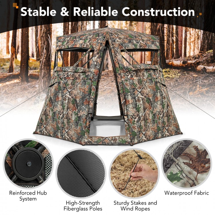 360° One Way See Through Ground Hunting Blind for Deer and Turkey Hunting