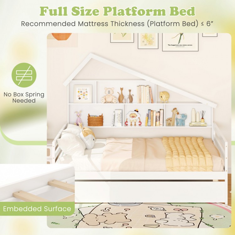 House-Shaped Full Size Daybed with Twin Size Trundle