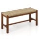 40 Inch Long Wood Bench with Solid Rubber Wood Frame