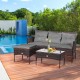 3 Pieces Patio Furniture Sectional Set with 5 Cozy Cushions