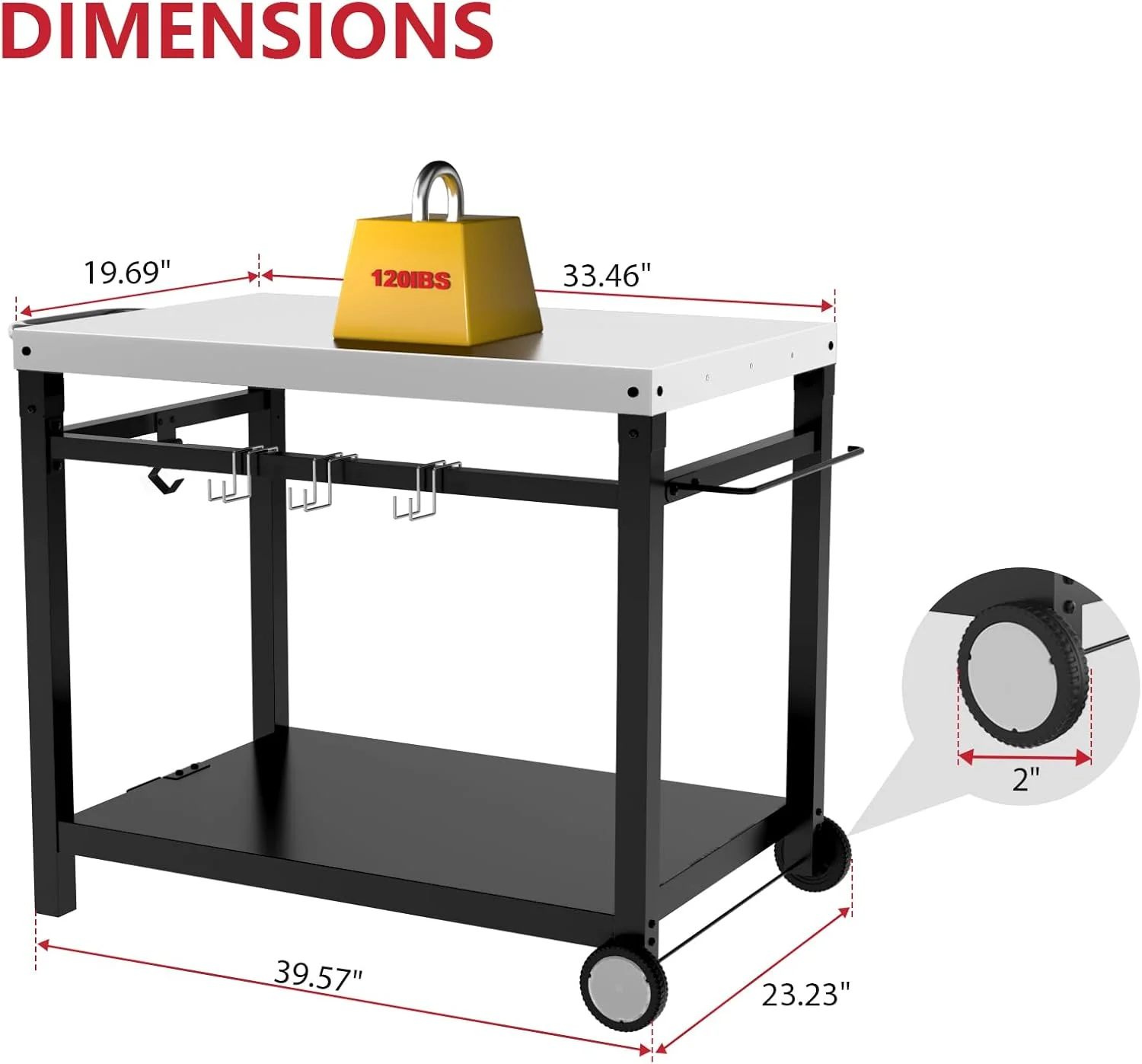 GLOWYE Stainless Steel Foldable BBQ Grill Cart with Wheels – Outdoor Dining Table & Food Prep Station