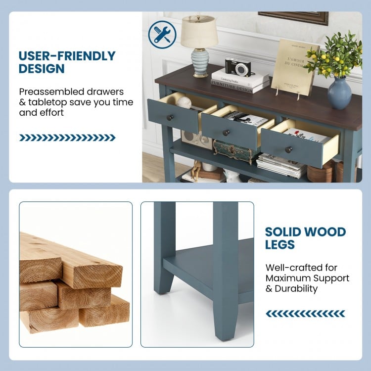 50 Inch Entryway Table Narrow Long Sofa Table with Drawers and Shelves