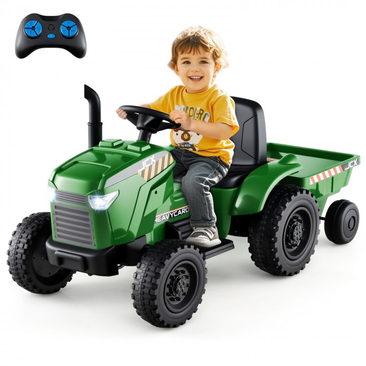 12V 2-in-1 Kids Ride On Tractor with Trailer and 3-Gear Shift