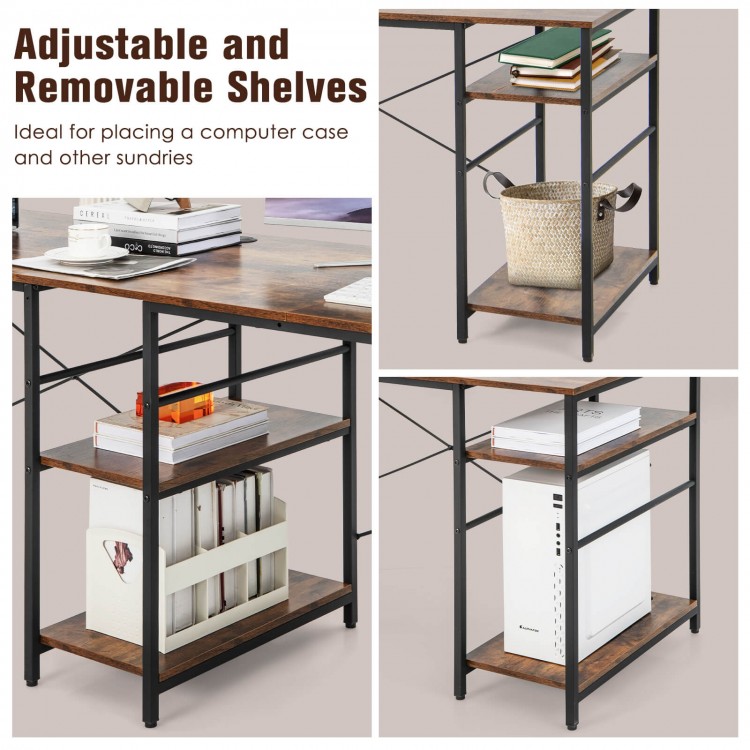 L-Shaped Computer Desk with 4 Storage Shelves