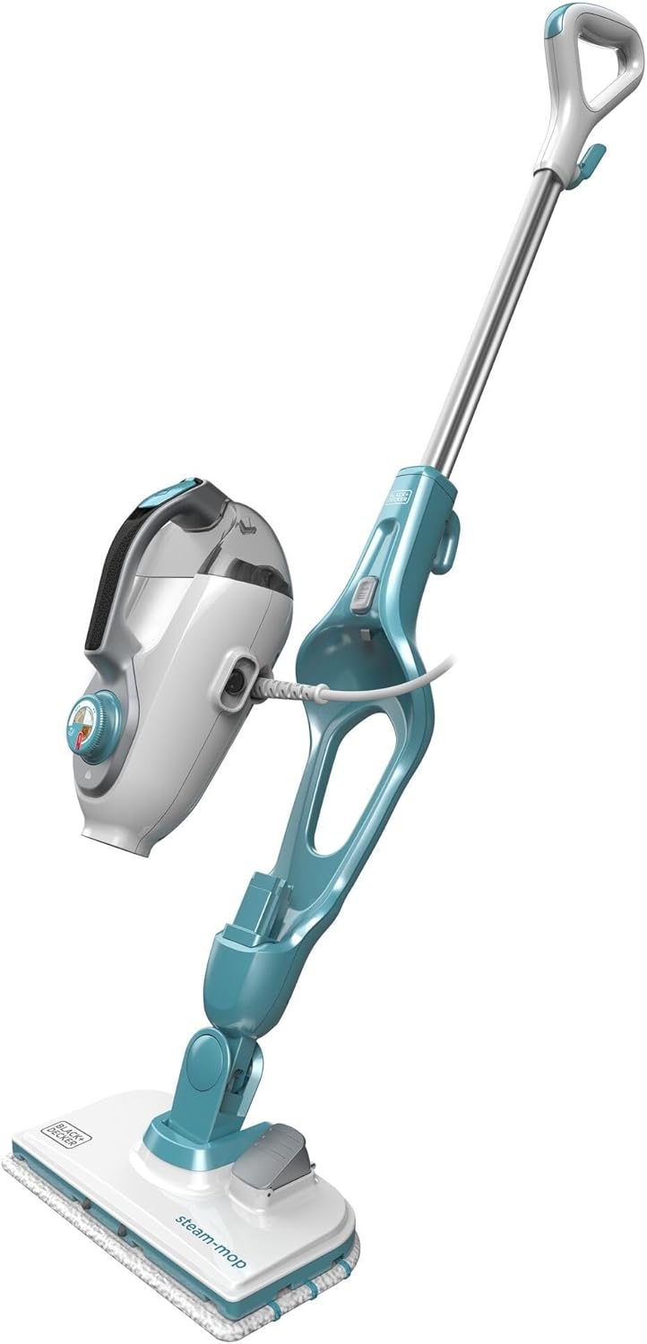 BLACK+DECKER 15-i-1 dampkost damp-mop (med damphandske til overfladerensning, AutoSelect for korrekt mængde damp, 180° drejelig rengøringsfod, inkl. 15 stk. tilbehør)