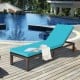 Outdoor Wicker Patio Chaise Lounge Recliner Chair with 5-Position Adjustment and Wheels