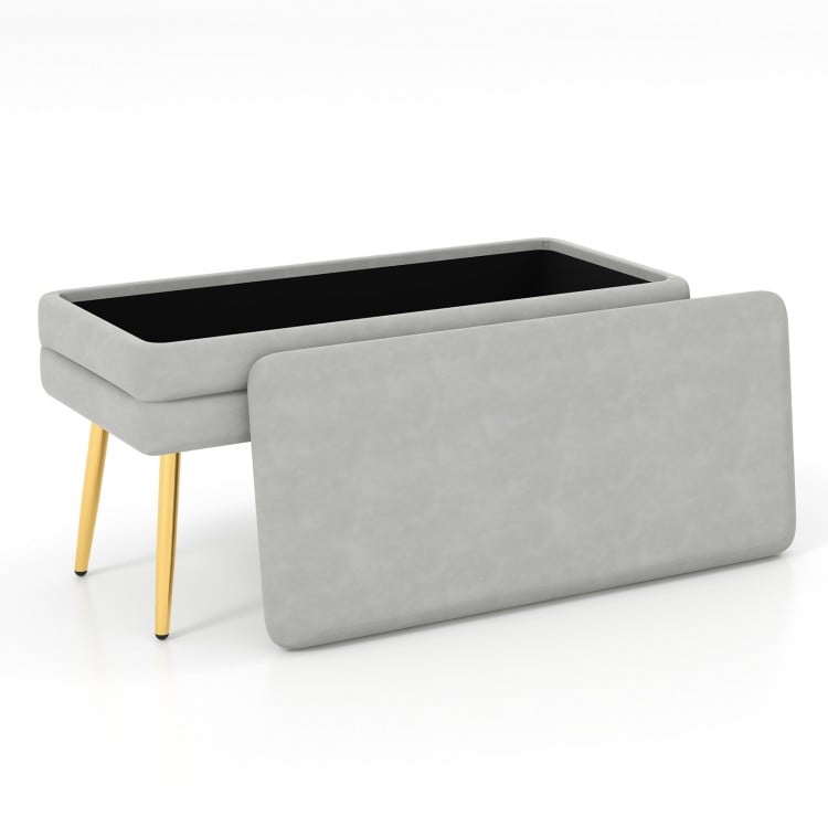 Velvet Upholstered Storage Bench with Removable Top
