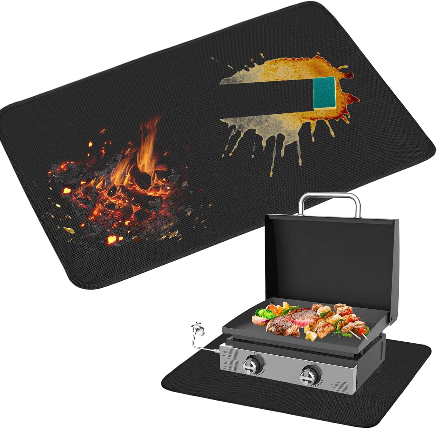 Blackstone Under Grill Mat 70′′x48′′ – Heat Resistant BBQ Protector for Griddles & Smokers