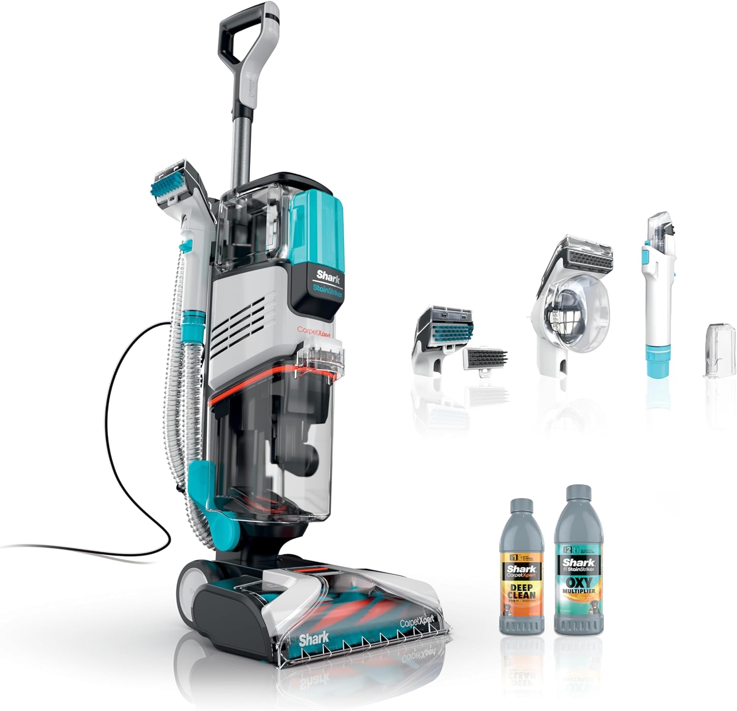 Upright Carpet, Area Rug & Upholstery Cleaner with StainStriker, Built-in Spot & Stain Cleaner, Perfect for Pets, Deep Cleaning & Tough Stain Removal, Carpet Shampooer, Cyan