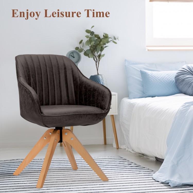 Stylish Swivel Home Office Chair with Solid Wood Legs