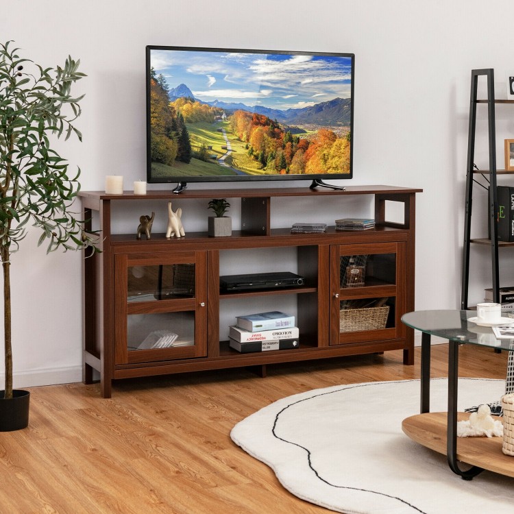58 Inch TV Stand with 2 Cabinets for Flat Screen TVs up to 65 Inch