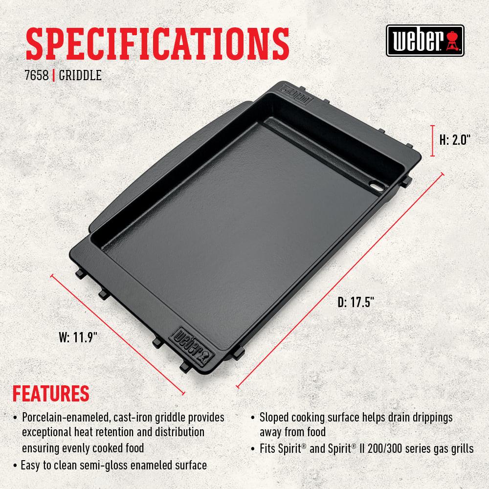Weber Spirit II Gas Grill Griddle, Porcelain-Enameled Cast Iron, Fits Spirit 200/300 Series, Easy-Clean Surface