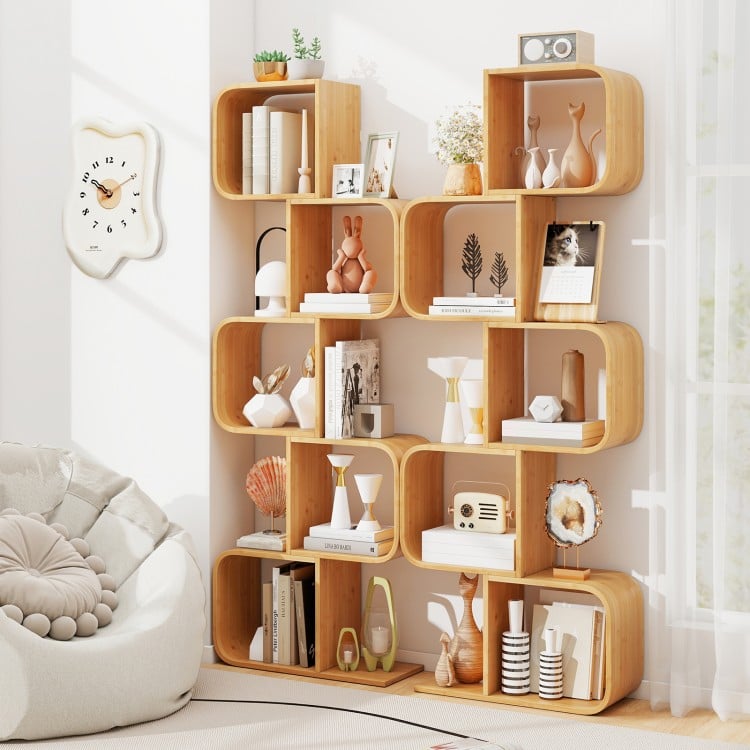 5-Tier S-Shaped Bookcase with 5 Open Cubes for Living Room