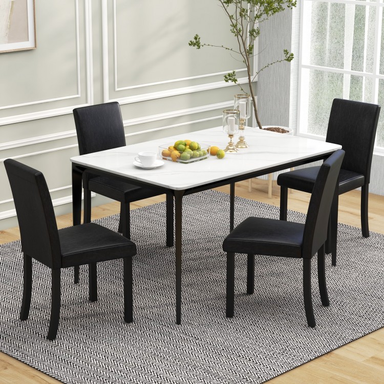 Dining Chair Set of 4 Upholstered Kitchen Dinette Chairs with Wood Frame
