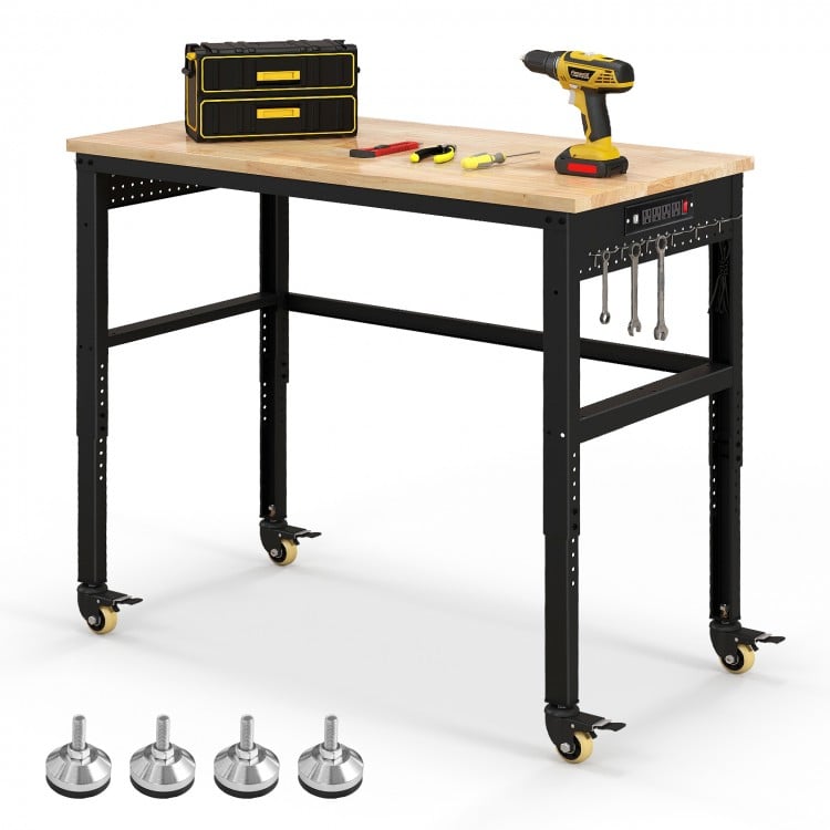 48 Inch Adjustable Work Bench with Power Outlets