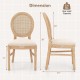 Set of 2 Dining Chairs French Style Kitchen Chair with Hand-Woven Rattan Backrest