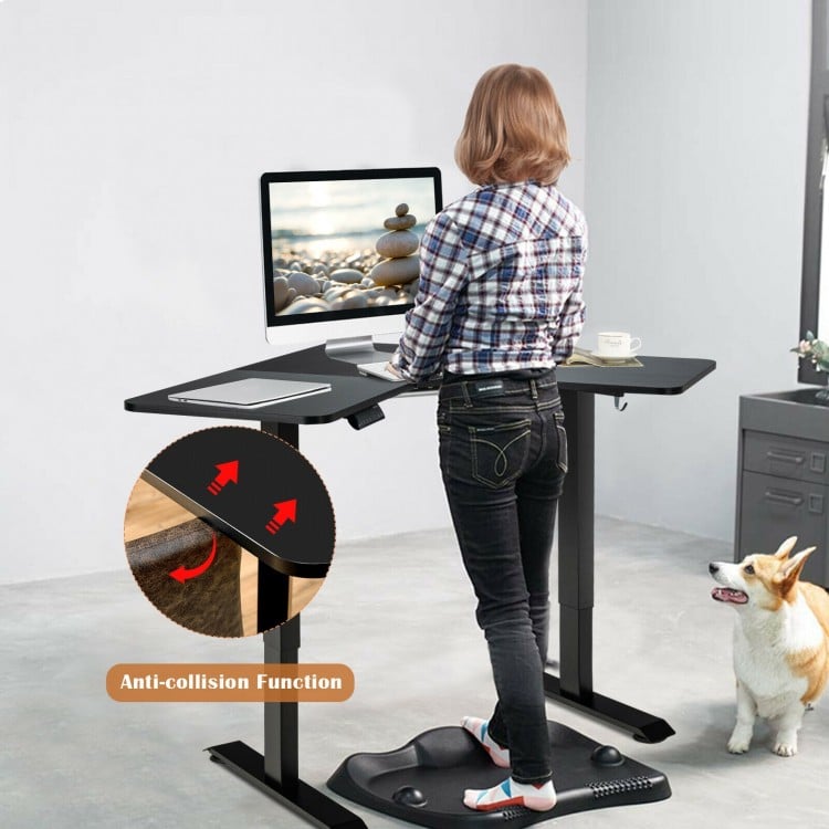 L-shaped Electric Standing Desk with 4 Memory Positions and LCD Display