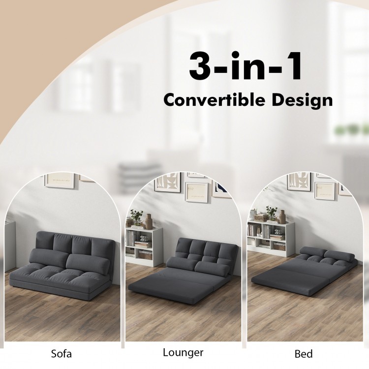 Floor Sofa Bed with 6 Positions Adjustable Backrest, Skin-friendly Velvet Cover